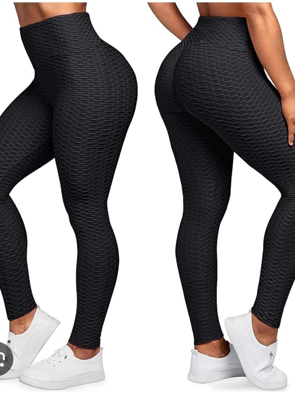 Black Textured Leggings